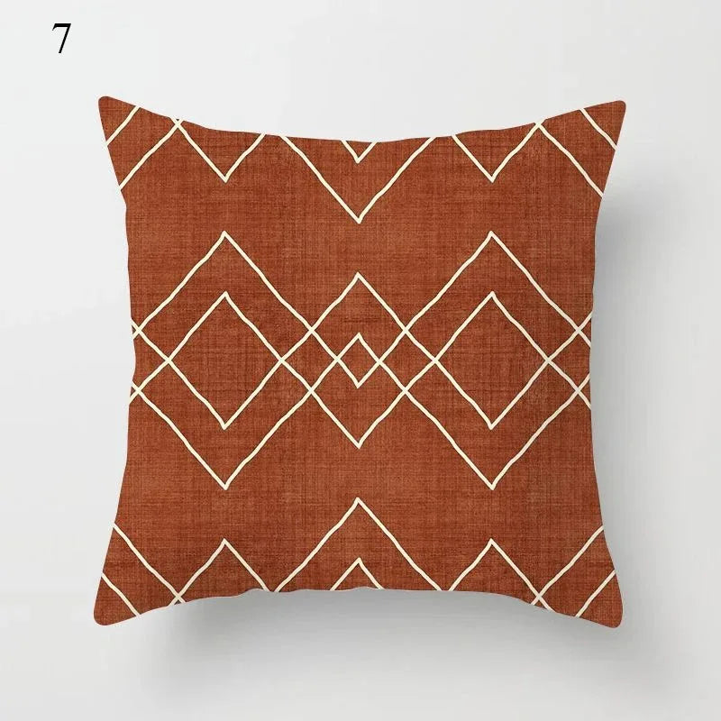 Brown Geometric Pattern Decorative Pillowcase Home Decor Cushion Pillowcase Bedding