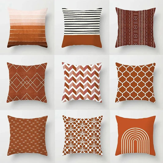 Brown Geometric Pattern Decorative Pillowcase Home Decor Cushion Pillowcase Bedding