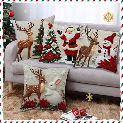 45x45cm Cartoon Christmas Pillow Cover Elk Santa Claus Snowman Xmas Tree Merry Christmas Decor Gift 2025 Happy New Year 2026